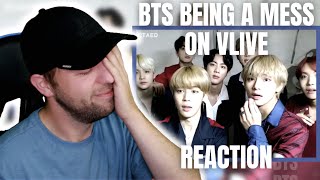 BTS Being a Mess on VLive REACTION  BTS are a Mess on VLive [upl. by Gainer]