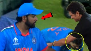 Rohit Sharmas reaction when Virat Kohli touched Sachin Tendulkars feet after Century in Ind vs SA [upl. by Arrahs318]