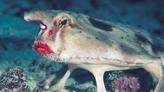 Red Lipped Batfish  unusual walking fish in ocean [upl. by Deirdre]