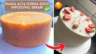 ✨BOLO ALTÍSSIMO SEM FALHAS Descubra ☝️ a MASSA MÁGICA para Bolos IMPECÁVEIS FORMA 20X10 [upl. by Noskcaj]