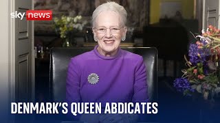 Denmarks queen abdicates after 52 years on the throne [upl. by Enahsal]