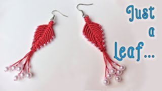 Macrame earrings tutorial The phoenix leaf jewelry set  hướng dẫn thắt hoa tai hình chiếc lá [upl. by Spiegel]