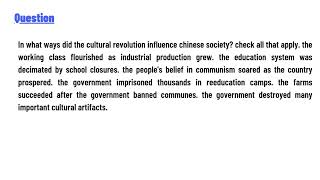 In what ways did the cultural revolution influence chinese society [upl. by Marleen947]