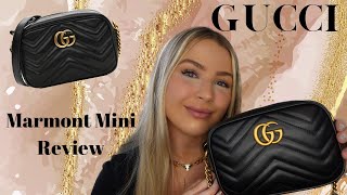 Gucci Marmont Mini Review  Designer Handbag [upl. by Atinyl]