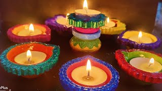 DIYA decoration  Diwali decoration at home  diwali diya decoration painting ideas  beautiful diya [upl. by Ethelin]