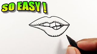 How to draw biting lips  Easy Drawings [upl. by Shepperd]