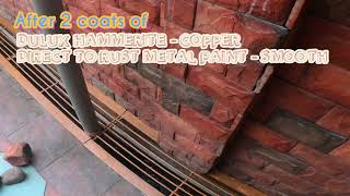 DULUX HAMMERITE Metal Paint Smooth Copper to coat Drain Grill Metal Covers [upl. by Colbye]