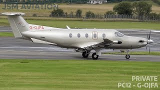 Ravenair PC12 Sunny Departure to Oxford  GLA Spotting  JSM Aviation [upl. by Atsyrt258]