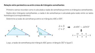 Relação entre perímetros ou entre áreas de triângulos semelhantes [upl. by Enninaej]