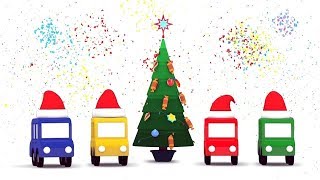 4 coches coloreados celebran la Navidad Dibujos animados [upl. by Annaeoj123]