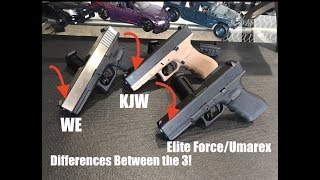 Airsoft Glocks KJW vs WE vs Elite ForceUmarex [upl. by Cowen]