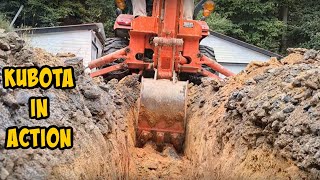 Kubota BX25 Backhoe Digging a 120 foot Trench For Power [upl. by Ynattir]