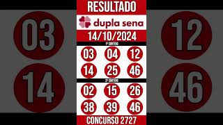 🔥 🍀 DUPLA SENA hoje  14102024  Resultado concurso 2727 [upl. by Seiden]