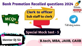 Mock test  5  Bank promotion recalled questions  fullstudy1993 [upl. by Verena670]