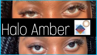 AFFORDABLE CONTACTS Halo Amber Review  COLORCL SHOP [upl. by Ahsilrak]