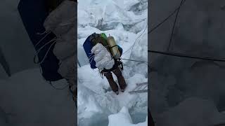 Sherpa On EVEREST Khumbu Icefall shorts [upl. by Klimesh576]