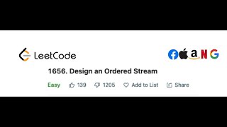 LeetCode 1656 Design an Ordered Stream [upl. by Ellehcor]