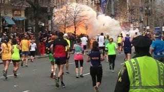 Boston Marathon Explosions Video Two Bombs Near Finish Line [upl. by Jemimah]