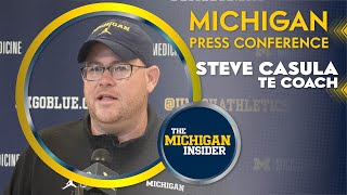 Michigan TE Coach  Steve Casula Talks Colston Loveland Featured in the Offense [upl. by Atnad19]