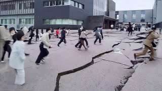 Footage of chaos in Japan M71 earthquake shakes Miyazaki today people run away [upl. by Eelanna]