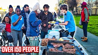 Cooking Over 35 Pounds Of TBone Steak For The Homeless [upl. by Dripps]