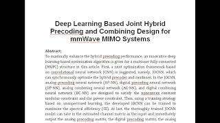 Deep Learning Based Joint Hybrid Precoding and Combining Design for mmWave MIMO Systems [upl. by Nikki364]