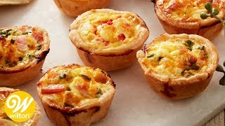 Mini Ham and Cheese Quiche Recipe  Wilton [upl. by Ecraep]