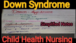 Notes of Down Syndrome in Child Health Nursing Pediatrics in Hindi Bsc Nursing [upl. by Afatsuom]