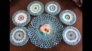 CROCHET NAPPERONS ET DESSOUS DE VERRE RONDS EN LAINE Long [upl. by Wetzel21]