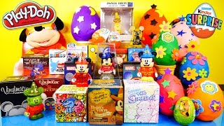 Surprise Eggs Play Doh Videos Mickey Mouse Vinylmations Marvel The Simpsons Kinder Toys DCTC [upl. by Bhayani]