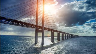 Crossing the Oresund Bridge DenmarkSweden [upl. by Lletram]