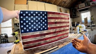 Wood Torched Rustic American Flag  EASY Woodworking Project [upl. by Dranyer332]