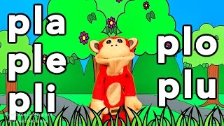 Sílabas pla ple pli plo plu  El Mono Sílabo  Videos Infantiles  Educación para Niños [upl. by Treve]