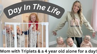 Triplets Day in the life Dad out of town so mom takes on all 4 kids alone [upl. by Mayor]