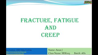 🔴 Fracture Fatigue and Creep  Materials Science and Engineering [upl. by Ennovehs]