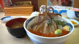 Dancing squid bowl dish in Hakodate [upl. by Dianna]