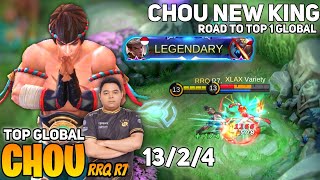 Solo Offlaner Chou Full Damage Build  Top Global Chou by RRQ R7  Mobile Legends [upl. by Yhotmit]