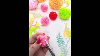 HOW TO MAKE POM POMS WITH A FORK  DIY YARN  WOOL CRAFTS [upl. by Strain]