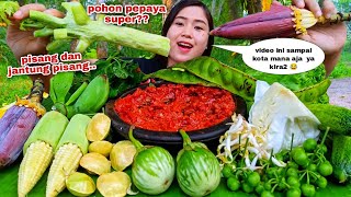 SEMEJA PENUH⁉️ MUKBANG LALAPAN MENTAH TANPA NASI BATANG PEPAYA JANTUNG PISANG JENGKOL PETE PISANG [upl. by Sofie]