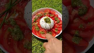 tomate burrata pesto 😋 abonnetoi pour de délicieuses recettes 💚 shorts burrata tomate recette [upl. by Yvon]