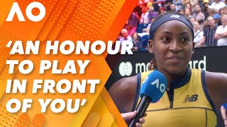 Coco Gauff pays tribute to tennis legend Rod Laver 2024 Australian Open  Wide World of Sports [upl. by Civ]