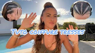 TUTO COIFFURE COMMENT FAIRE DES TRESSES COLLÉES  nattes demie tête   Roxanne [upl. by Dorfman]