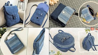 4 Old Jeans Ideas  DIY Denim Bags and Purse  Compilation  Bag Tutorial  Upcycle Craft [upl. by Edialeda449]