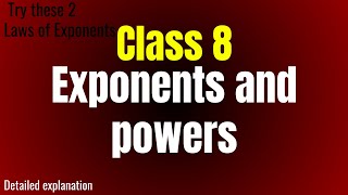 exponents and powers class 8 part 2 laws of exponents [upl. by Greenberg]