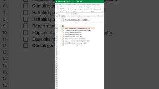 Excel’de Yapılacaklar Listesi Oluşturma excel exceltips todolist [upl. by Brocky]