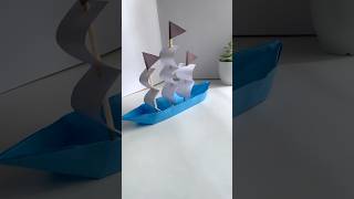 DIY Sailboat With Paper  Origami Pirate ship  Art beats [upl. by Enirak]