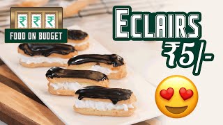 Eclairs  चॉकलेट एक्लेयर्स बनाने की विधि  Food on Budget  Sanjeev Kapoor Khazana [upl. by Suivatram]