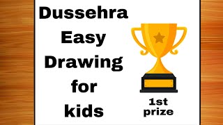 Dussehra DrawingVijayadashami poster making drawingDussehra easy drawing for kidsDussehra poster [upl. by Scoville602]