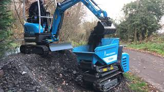 Messersi M13 Mini Digger loading a Messersì High Tip tracked dumper [upl. by Neibart848]