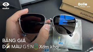 Bảng giá tròng đổi màu Essilor Transitions Signature Gen 8 Xám khói phủ váng Crizal Sapphire HR [upl. by Domela]